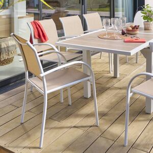 Fauteuil de jardin empilable PIAZZA Lin Blanc Aluminium traité époxy, Texaline Hespéride - Publicité Fauteuil de jardin empilable PIAZZA Lin Blanc Aluminium traité époxy, Texaline Hespéride - Publicité