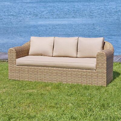 Canapé de jardin MOORÉA Savana 3 places - Aluminium traité époxy, Résine tressée synthétique, Polyester Hespéride - Publicité Canapé de jardin MOORÉA Savana 3 places - Aluminium traité époxy, Résine tressée synthétique, Polyester Hespéride - Publicité