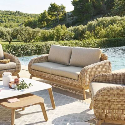 Canapé de jardin MANISSA Honey Beige 2 places - Aluminium traité époxy, Polyester Hespéride - Publicité Canapé de jardin MANISSA Honey Beige 2 places - Aluminium traité époxy, Polyester Hespéride - Publicité