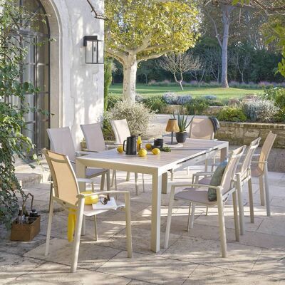Table de jardin Hespéride - Extensible, Effet bois, 8 places - Publicité Table de jardin Hespéride - Extensible, Effet bois, 8 places - Publicité