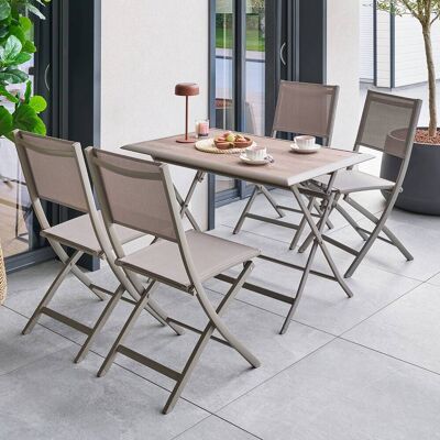 Table de jardin pliante rectangulaire AZUA Truffe / Café 4 places - Aluminium traité époxy, Verre Hespéride - Publicité Table de jardin pliante rectangulaire AZUA Truffe / Café 4 places - Aluminium traité époxy, Verre Hespéride - Publicité