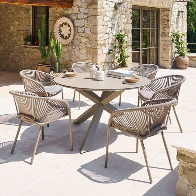 Table de jardin rond ORYON Café 6 places - Aluminium traité époxy, Verre Hespéride - Publicité Table de jardin rond ORYON Café 6 places - Aluminium traité époxy, Verre Hespéride - Publicité