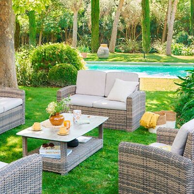 Canapé de jardin SELENIM Naturae 2 places - Oléfine, Aluminium traité époxy Hespéride - Publicité Canapé de jardin SELENIM Naturae 2 places - Oléfine, Aluminium traité époxy Hespéride - Publicité