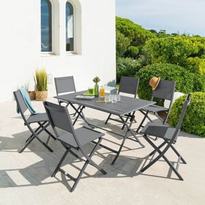 Table de jardin pliante rectangulaire AZUA Graphite 6 places -