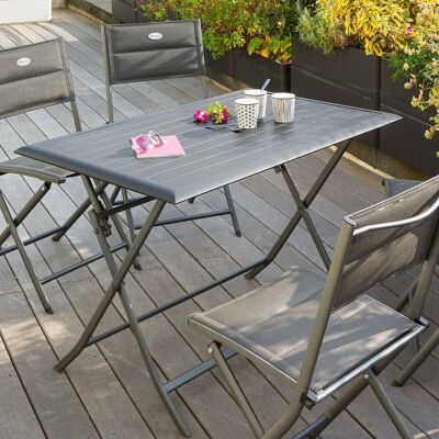 Table de jardin pliante rectangulaire AZUA Graphite 4 places -