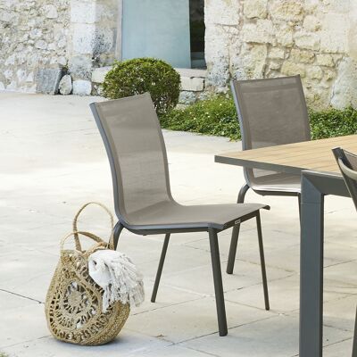 Chaise de jardin empilable AXANT Wengé   Praline Aluminium