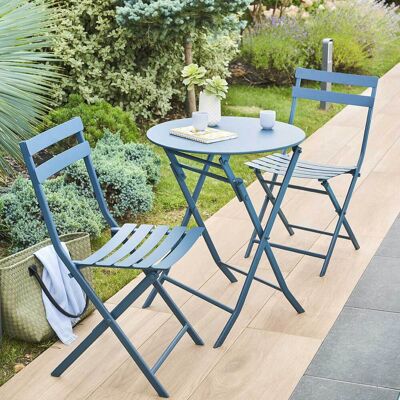 Table de jardin pliante ronde GREENSBORO Pétrole 2 places -