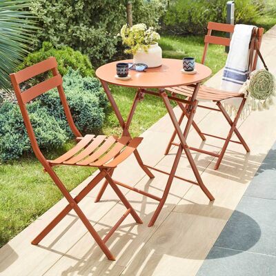 Table de jardin pliante ronde GREENSBORO Ambre 2 places -