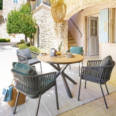 Table de jardin ronde ORIENGO Acacia   Graphite 4