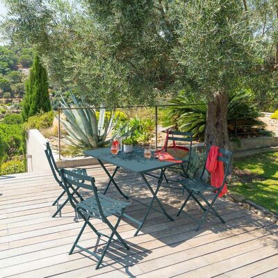 Ensemble table de jardin pliante rectangulaire GREENSBORO Bleu canard +