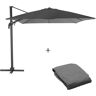 Parasol déporté ÉLÉA Anthracite   Graphite + Toile de rechange 4,2 x 3 m - Aluminium traité époxy Hespéride