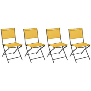 Hespéride Lot de 4 chaises jardin pliantes MODULA Jaune moutarde   Graphite Acier, Texaline - Ancien prix : 111,96€ Hespéride