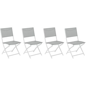 Hespéride Lot de 4 chaises jardin pliantes MODULA Galet   Blanc Acier, Texaline - Ancien prix : 111,96€ Hespéride