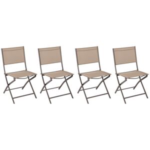 Hespéride Lot de 4 chaises jardin pliantes MODULA Lin   Tonka Acier, Texaline - Ancien prix : 111,96€ Hespéride