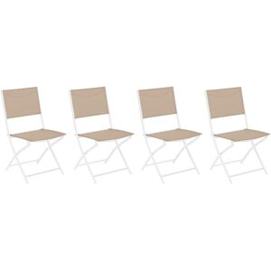 Hespéride Lot de 4 chaises jardin pliantes MODULA Lin   Blanc Acier, Texaline - Ancien prix : 111,96€ Hespéride