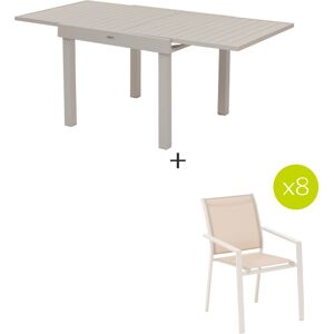 Hespéride Table de jardin extensible PIAZZA Argile + 8 chaises ESSENTIA 1 places et empilables Hespéride