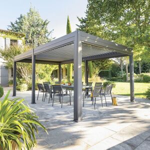 Hespéride Pergola bioclimatique EVORA grand modèle Graphite 6 x 3,6 m - Aluminium Ancien prix : 4 490€ Hespéride