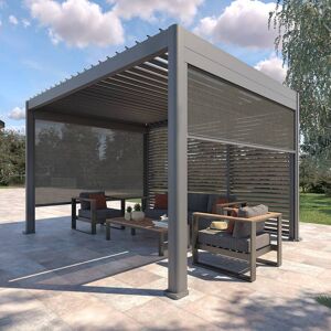 Pergola bioclimatique EVORA Graphite 4 x 3 m - Structure et lames doubles en aluminium Hespéride - Publicité Pergola bioclimatique EVORA Graphite 4 x 3 m - Structure et lames doubles en aluminium Hespéride - Publicité