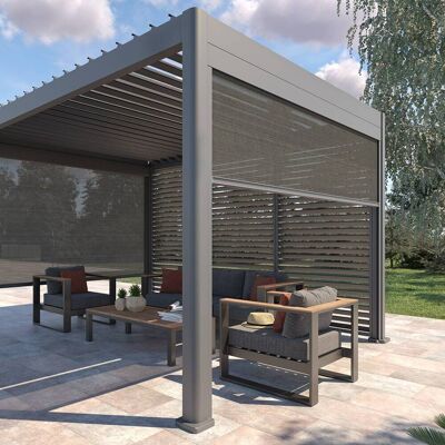 Store pour pergola bioclimatique EVORA Ardoise Côté 3 m - 2,7 Aluminium, Texaline Hespéride - Publicité Store pour pergola bioclimatique EVORA Ardoise Côté 3 m - 2,7 Aluminium, Texaline Hespéride - Publicité