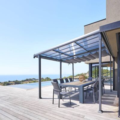 Hespéride Couverture de pergola - 4x3,5m - Gris_ardoise - Publicité Hespéride Couverture de pergola - 4x3,5m - Gris_ardoise - Publicité