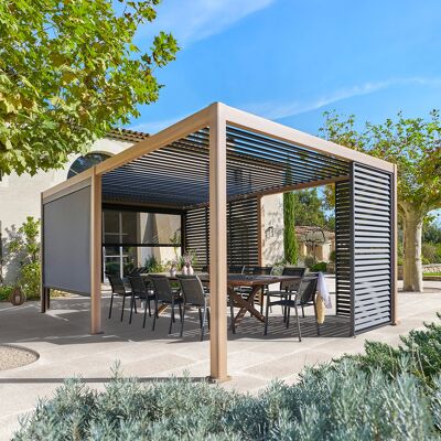 Pergola bioclimatique électrique EVORA Honey 6 x 3 m - Structure et lames doubles en aluminium Hespéride - Publicité Pergola bioclimatique électrique EVORA Honey 6 x 3 m - Structure et lames doubles en aluminium Hespéride - Publicité