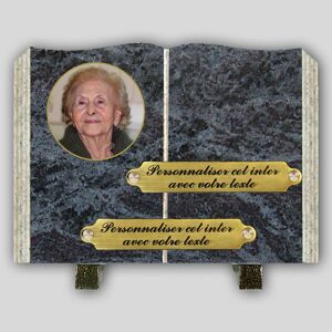 La Boutique Funeraire Livre Funeraire Granit Mass Blue - Medaillon photo et s personnalisables