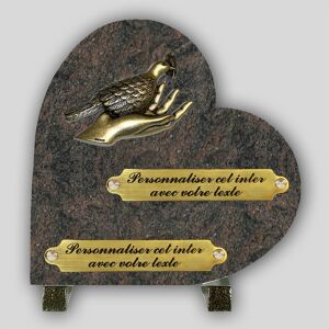 La Boutique Funéraire Coeur Funéraire Granit Himalaya - Main et colombe en bronze et inserts personnalisables - Publicité