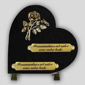 La Boutique Funéraire Coeur Funéraire Granit Noir - Rose en bronze et inserts personnalisables - Publicité