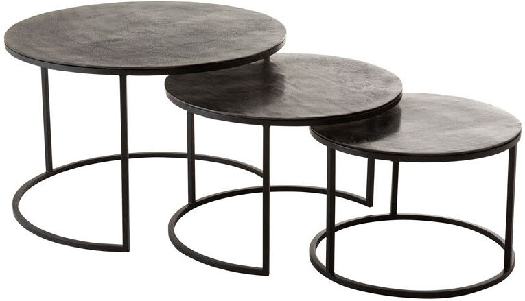 Tousmesmeubles Tables gigognes rondes Métal noir - ZANDVORT - L 80 x l 80 x H 40 Tousmesmeubles Tables gigognes rondes Métal noir - ZANDVORT - L 80 x l 80 x H 40