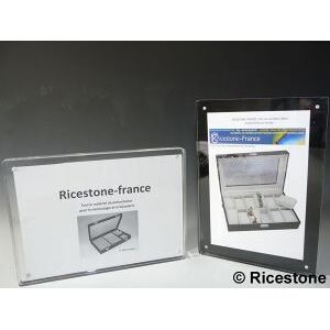 Ricestone 1b) Cadre photo plexi A5. Presentoir visuel magnetique.