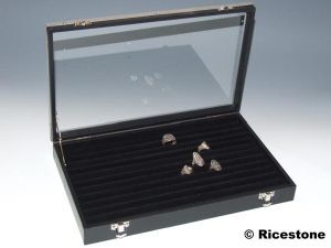 Ricestone 5c) Ecrin 21x33 cm pour bijoux - Coffret avec sillon pour bagues.