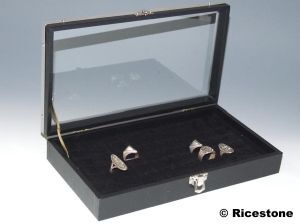 Ricestone 4a) Coffret luxe vitré 16x28 cm pour 48 bagues.