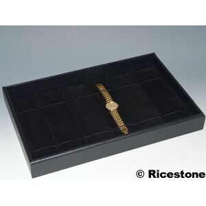 Ricestone 1d) Plateau-presentoir 23x35 cm pour 6x montres et gourmettes.