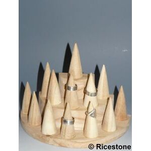 Ricestone 9a ) Presentoir pour 13 bagues, 3 etages Bois, Artisanal.