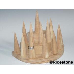 Ricestone 9a) Presentoir pour 13 bagues, 3 etages Bois, Artisanal.