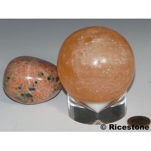 Ricestone 92c) Support acrylique Ø 6cm, Presentoir mineraux: uf - boule