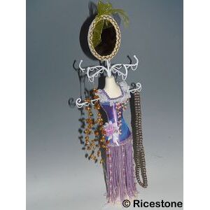 Ricestone 1g) Poupee porte bijoux, presentoir, mannequin de collier. Tete miroir