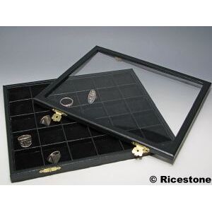 Ricestone 9a) Coffret vitre escamotable 30x boîtes gemme 4x4.