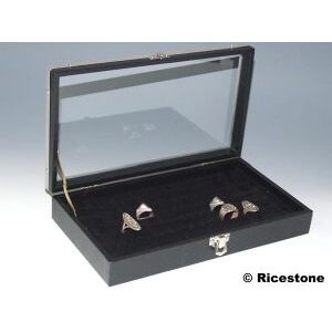 Ricestone 4a) Coffret luxe vitre 16x28 cm pour 48 bagues.