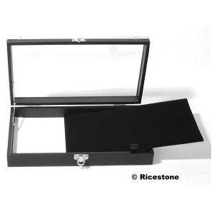 Ricestone 1) Coffret luxe vitre16x28x5cm, Similicuir noir.