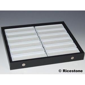 Ricestone 6) Coffret pierres taillees - boîtes longue dessus verre