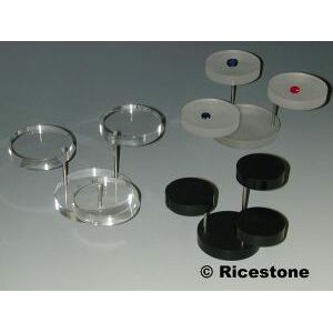 Ricestone 1a) Support acryl petit avec 3x socles - plateaux Ø 4 cm