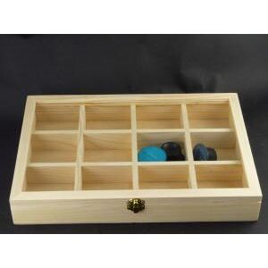 Ricestone 2b) Coffret bois naturel 28x33x5cm, 12 casiers.