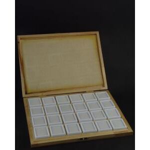 Ricestone 7b) Coffret de Gemmologie et 24x boites dessus verre 4x4 cm