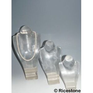 Ricestone 11) Buste Acrylique transparente lot de 3 Présentoir collier.