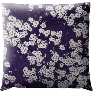 Stores-et-Rideaux.com Coussin Fleurs du Japon - Cerisier Bleu