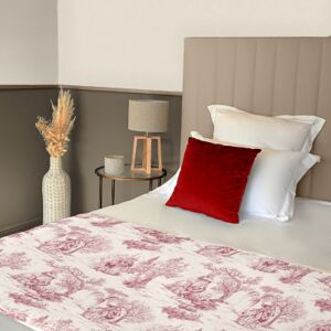 Stores-et-Rideaux.com Chemin de Lit Toile de Jouy Rouge