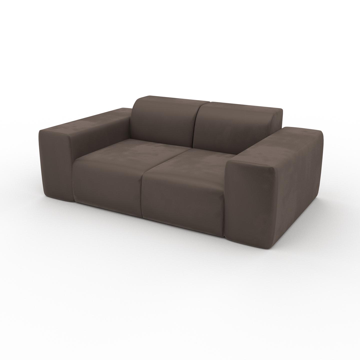 MYCS Canapé Velours - Taupe Gris, forme arrondie, canapé bas et profond pour salon, en tissu sans pieds - 186 x 72 x 107 cm, modulable MYCS Canapé Velours - Taupe Gris, forme arrondie, canapé bas et profond pour salon, en tissu sans pieds - 186 x 72 x 107 cm, modulable