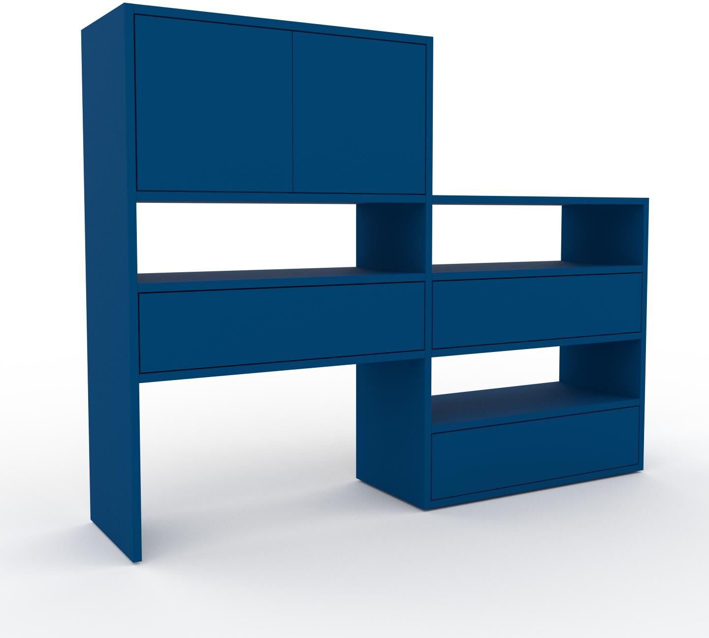 MYCS Bibliothèque - Bleu, design contemporain, avec porte Bleu et tiroir Bleu - 152 x 118 x 35 cm