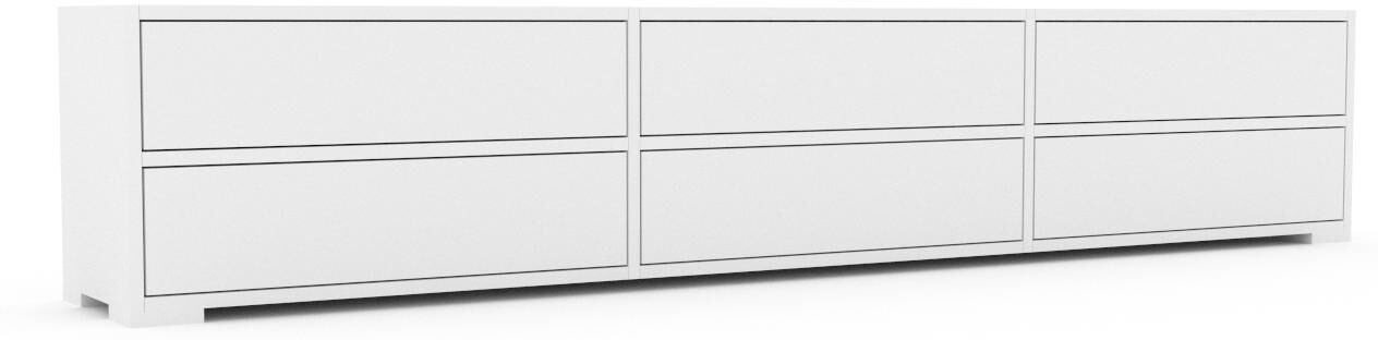 MYCS Buffet bas - Blanc, modèle tendance, rangements bas sophistiqué, avec tiroir Blanc - 226 x 43 x 35 cm, modulable